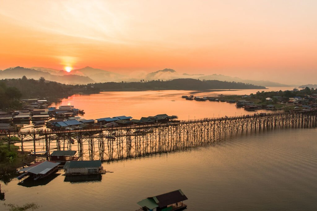 Kanchanaburi_aerial view of Mon Bridge at Sangkhlaburi_Shutterstock_2000-XL-2 day trips from bangkok