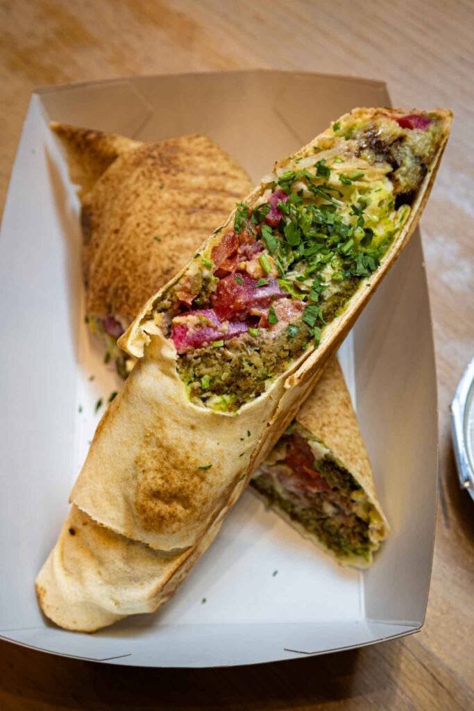 Falafel wrap at Ali’s Lebanese Incredible Sandwiches in Westfield Mall of The Netherlands V2 - Yati Travel