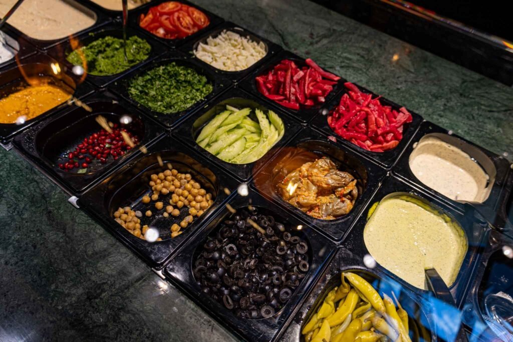 Ingredients bar at Ali’s Lebanese Incredible Sandwiches in Westfield Mall of The Netherlands - Yati Travel